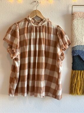 Birds of Paradise Trovata California Cottage Carla Plaid Women’s Blouse Size M